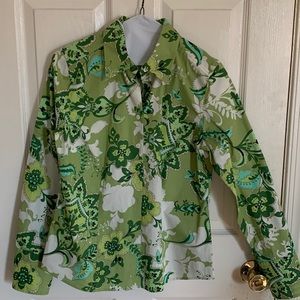 Ann Taylor Womens Blouse Size 6 Green White